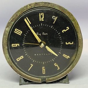 Westclox Big Ben Windup Alarm Clock White Goldtone & Brown Style see descript
